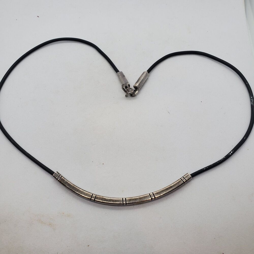 20" Sterling Silver and Cord Necklace 925